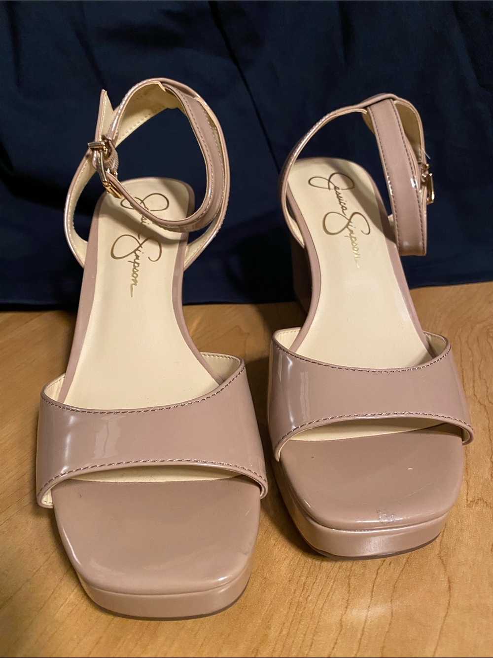 Jessica Simpson Blush Patent Ankle-Strap Platform Sandals